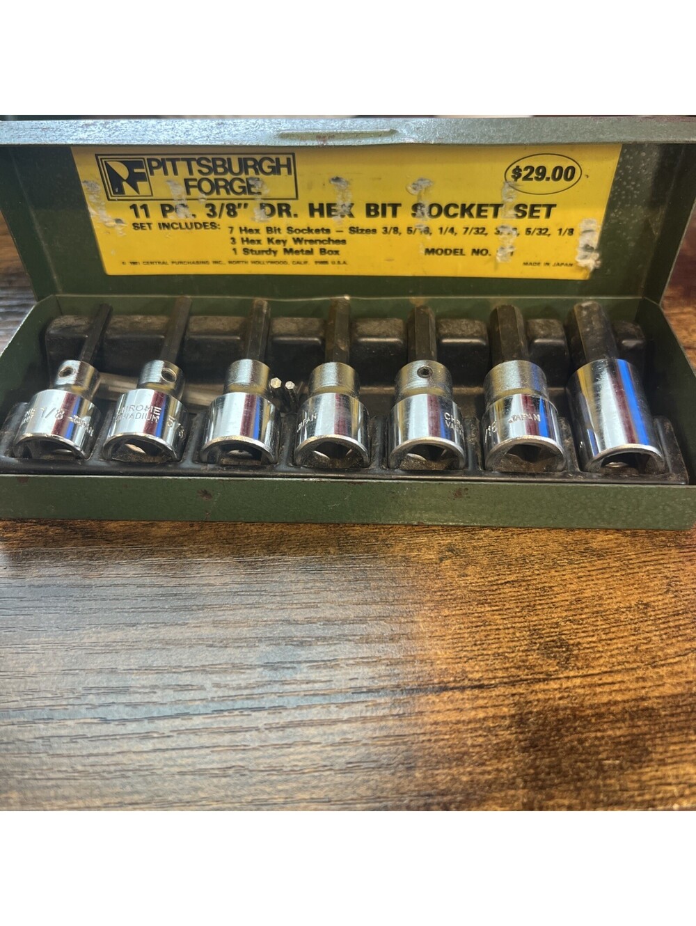 Vintage 1981 Pittsburgh Forge 11-piece 3/8 Drive SAE Hex Bit Socket Set